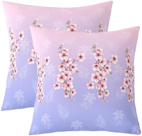 jejeloiu Kids Cherry Blossoms Throw Pillow Covers Set of 2 22 x