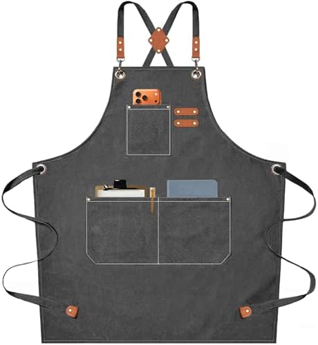 AFUN Chef Aprons for Men Women with Oversized Pockets, 16-Ounce Cotton