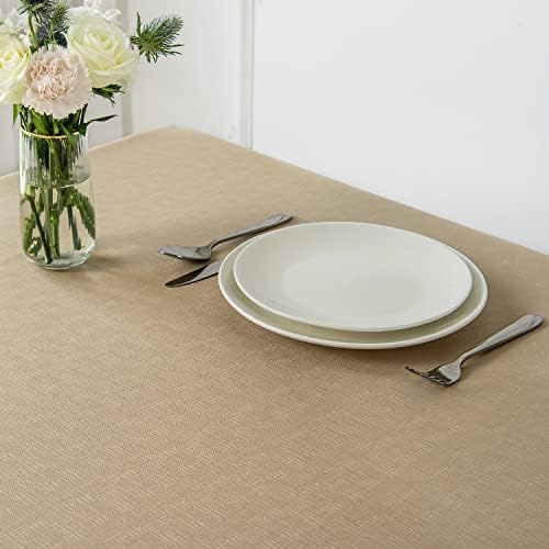 maxmill Faux Linen Textured Rectangle Tablecloth Water Resistant