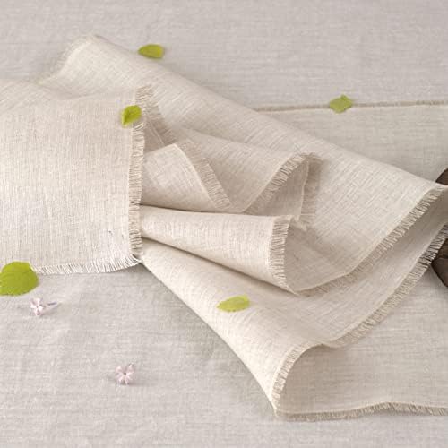 Linen Table Runner with Fringe Natural14x90 Inch