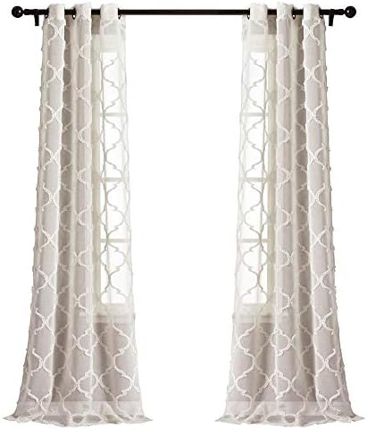 Lush Decor Avon Trellis Grommet Sheer Window Curtain Panels Pair 38" W