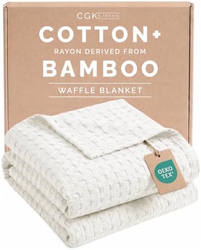 Cooling Waffle Blanket for Hot Sleepers - King Size, 108x90, Ivory