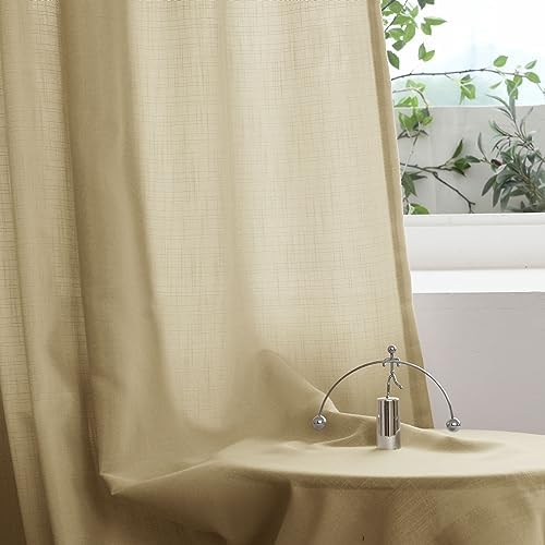 Macochico Extra Long 52''W x 120" L Grommet Linen Sheer Curtains