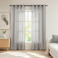 KOUFALL 2 Panels Grommet Faux Linen Sheer Curtains 84 Inches Long Grey