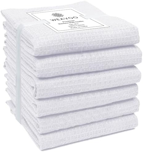 100% Cotton Waffle Kitchen Dish Towels 16x26 inch Set of 6 - Highly