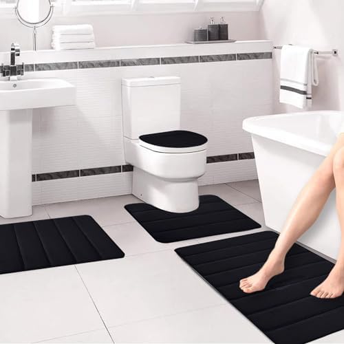 4-Piece Bathroom Rug Set - 2024 Soft Absorbent Memory Foam Mats