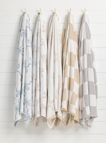Mud Pie Taupe Chenille Bow Blanket