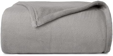 Casual Living Cal King Fleece Blanket, Flannel, 108" x 90", Light Grey