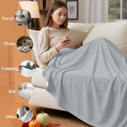 Silver Gray Ultra Soft Flannel Fleece Bed Blanket Boho Light Gray