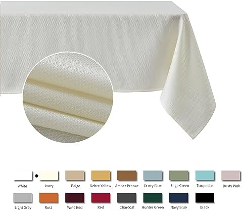 maxmill Textured Rectangle Tablecloth Water Resistant Wrinkle Free