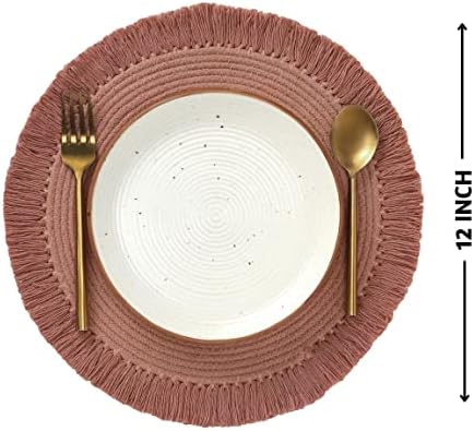Folkulture Placemats | Round Fall Placemats Set of 6 | 100% Cotton