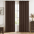 MIULEE Faux Linen Curtains 96 Inch Length 2 Panels Natural Semi Sheer
