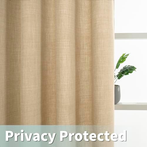 LAMIT Light Filtering Natural Linen Curtains for Living Room 84 Inch