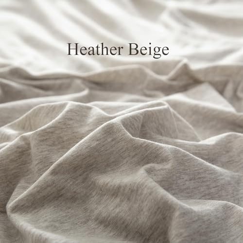 PURE ERA Jersey Knit Duvet Cover Set Heather Beige Oversized Queen