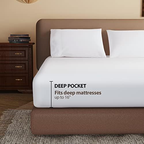 100% Egyptian Cotton Fitted Sheet Twin-XL/Split King Size White,600