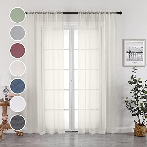 OWENIE Sheer Curtains 96 Inch Length, Elegant Sheer Curtains for