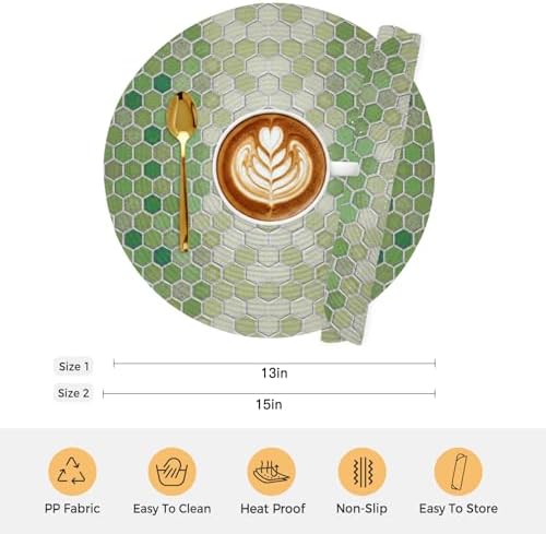 Neutral Honeycomb Round Braided Placemats Set of Set of 8 Heat