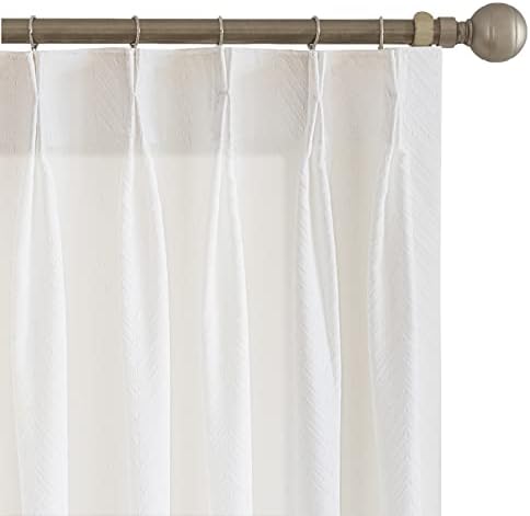 LETAU Sheer Off White Curtains 96 inches Long, Pinch Pleated Fish Bone