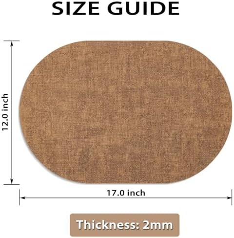 Faux Leather Oval Placemats Set of 6, Brown