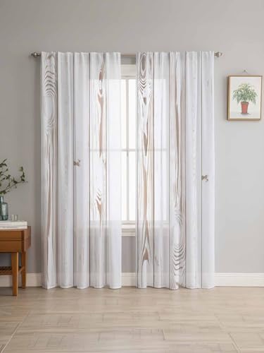Sheer Curtains 108 Inches Long 2 Panels Set for Living Room, White