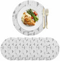 Neutral Geometric Faux Leather Placemats Set of 6, 15in, Waterproof