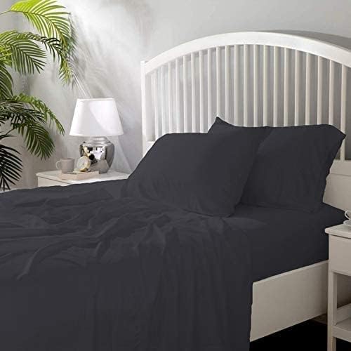 King Size Grey Cotton Sheets 4 Piece Sheet Set Bedding Sateen Finish