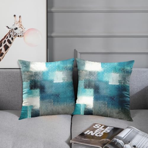 Emvency Throw Pillow Covers Set of 2, 22 x 22 Inch, Abstract Teal