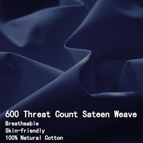 Twin XL Fitted Sheet Only - 100% Cotton 600 Thread Count - Navy Blue