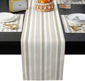 Teamery Table Runner for Kitchen Decor, Beige White and Brown Stripes