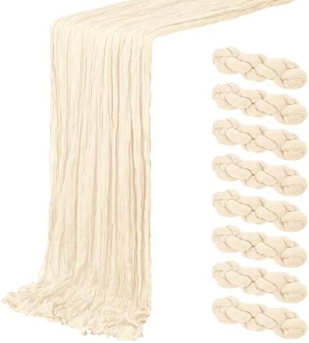 8 Pack Ivory Cheesecloth Table Runner 20 x 120 inch Gauze Table