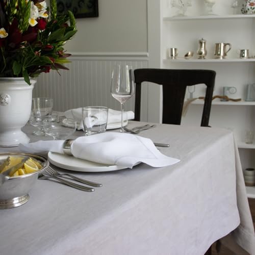 Huddleson Silver Grey Square Linen Tablecloth 72x72 Square Table Cloth
