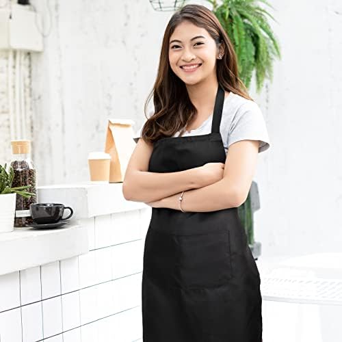 JaGely 36 Pcs Black Bib Aprons with 2 Pockets, Unisex Washable