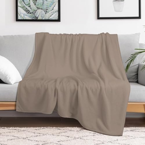 Soft Plush Blanket, Chic Pastel Taupe Warm Cozy Throw Blanket for All