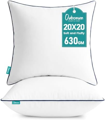 Oubonun 20 x 20 Throw Pillow Inserts Set of 2