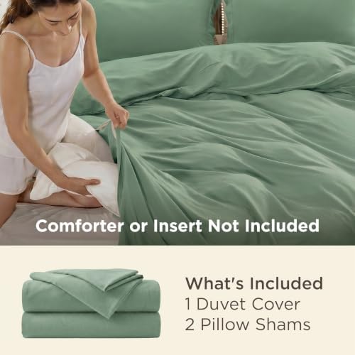 Bedsure Duvet Cover King Size, 3Pcs Double Brushed Bedding Set, Sage