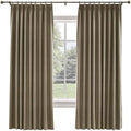 TWOPAGES Liz Linen Pinch Pleat Blackout Curtain 120 Inch Long for