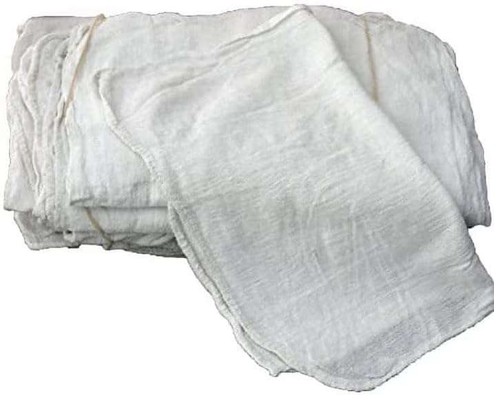White & Red Shop Towels – Reusable Cotton Rags, Lint-Free & Heavy