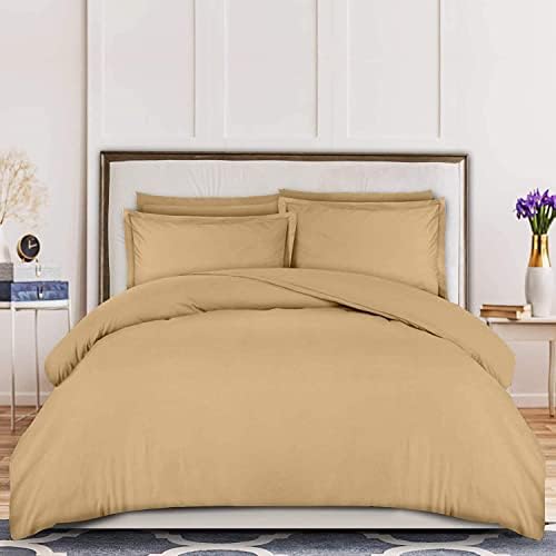 Queen/Full -Taupe Solid Color Pattern 3 PC Duvet Cover Set, 100%