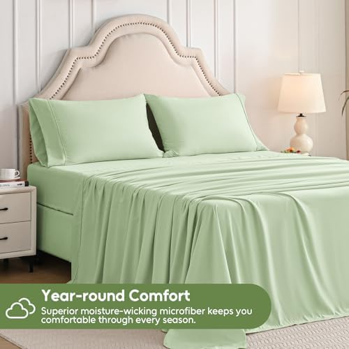 Full Size Bed Sheets Set, 4 Pieces Hotel Luxury Soft Microfiber Bed