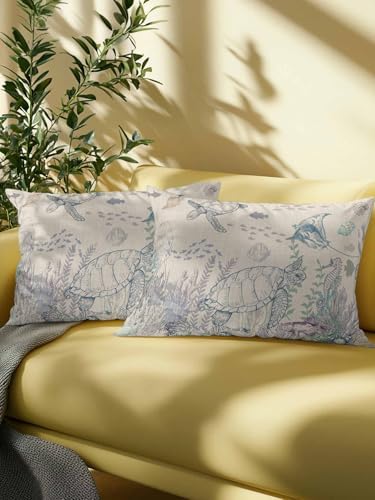 Outdoor Pillows Waterproof, Turtle Coastal Bedding Throw Pillows with