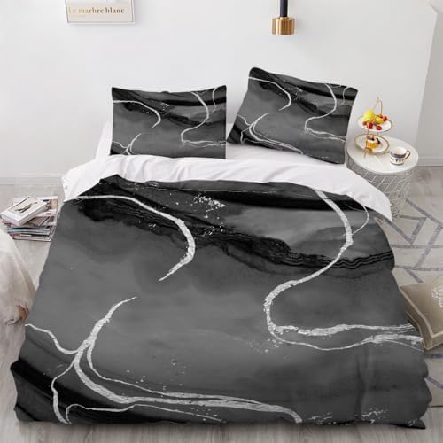 Abstract Gray Duvet Cover Queen Size, Marble Texture Decorative