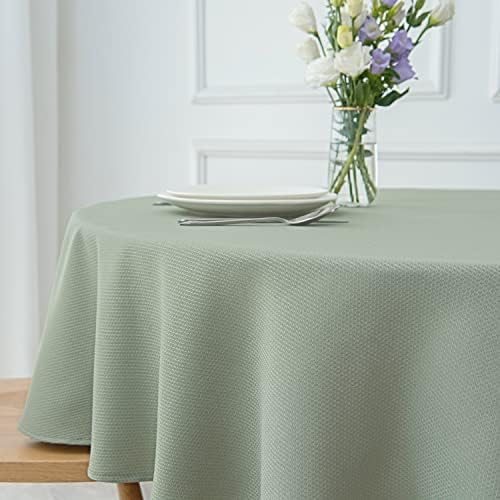 maxmill Round Textured Tablecloth Spill-Proof Wrinkle Free Soft