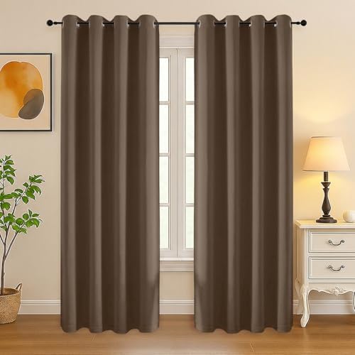 Simplebrand Brown Curtains for Bedroom Living Room 72 Inches Long 2