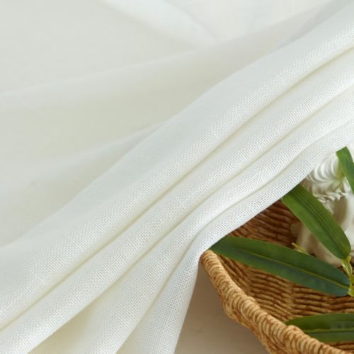 VISIONTEX Back Tab Linen Curtains 2 Panels 63 Inches Long Cream White