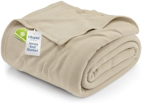 Utopia Bedding Soft Jersey Knit Blanket Camel King (90x102 Inches)