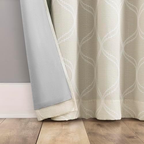 Sun Zero Tabor Woven Ogee 100% Total Blackout Grommet Curtain Panel