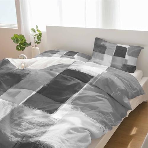 Duvet Cover Set Queen, Modern Abstract Geometric Graffiti Art 3 Piece