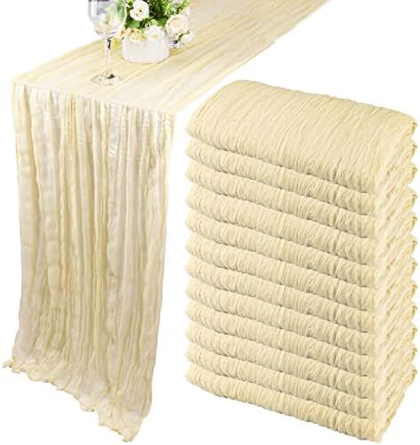 12 Pack 10Ft Cheesecloth Table Runner 35x120 Inch Boho Gauze Rustic