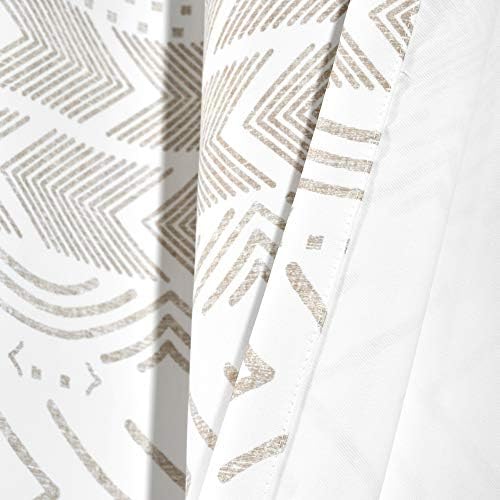 Lush Decor, Taupe & White Hygge Geo Light Filtering Window Curtain