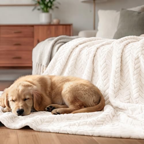 Exclusivo Mezcla Soft Fleece Bed Blanket King Size, 90”x104”, Off